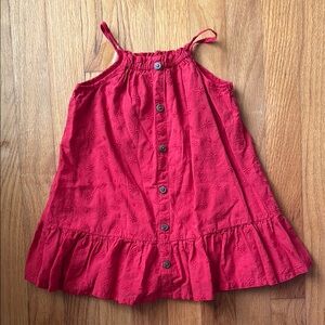 Girls' Red Sleeveless Button-Down dress